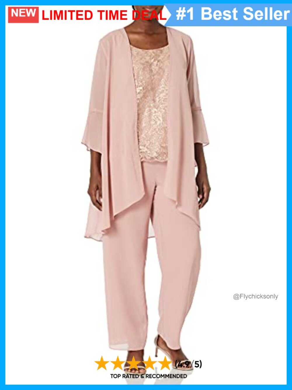 Sequin Top Pant Set 3/4 Sleeve Woven Party Wedding Guest